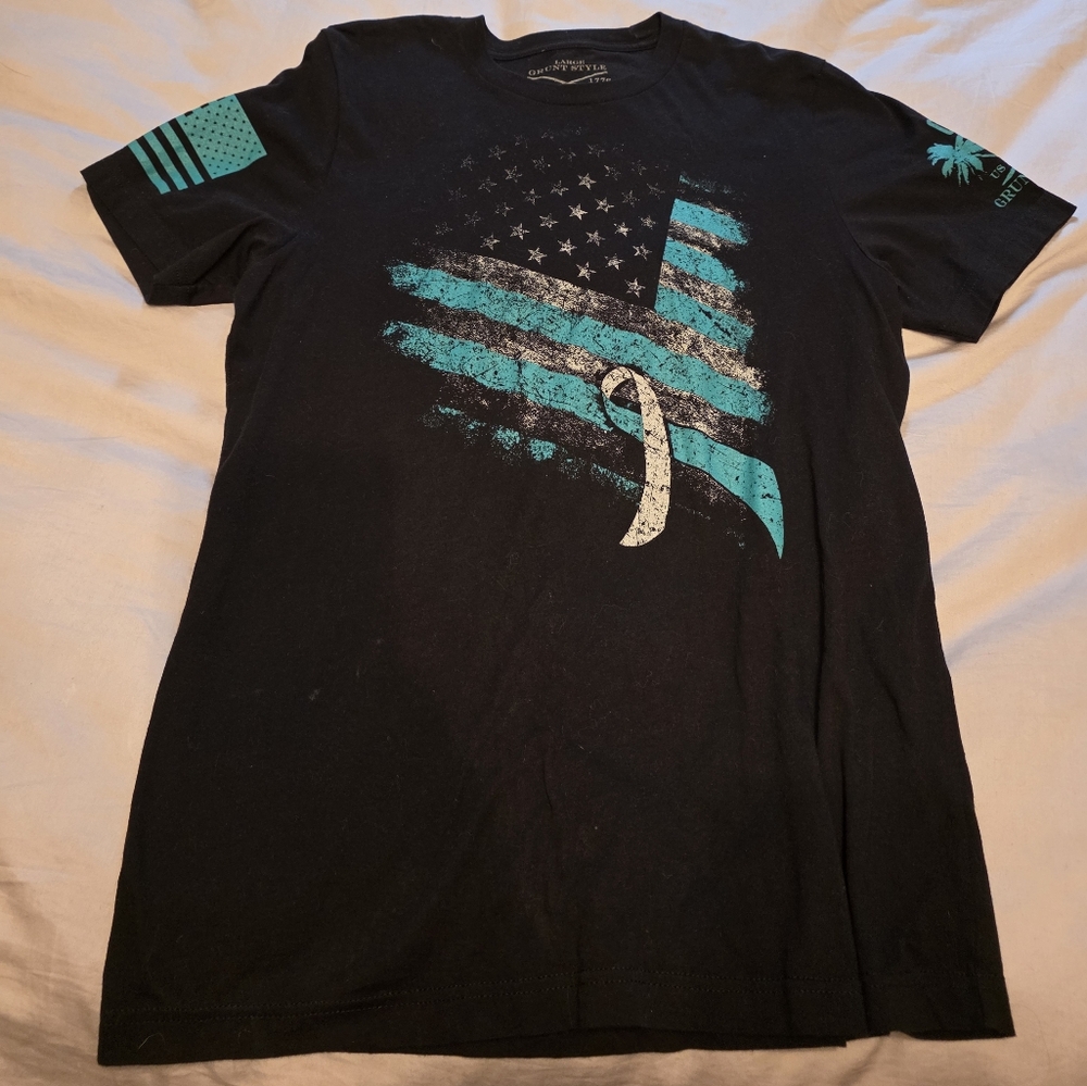 Grunt Style Black and Green Short Sleeve Tee with Bold Design